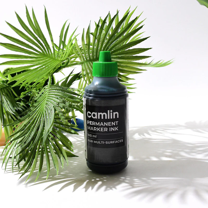 Camlin Permanent Marker Ink 100 ml – Green Color Refill Ink for Multi-Surfaces - Image 7