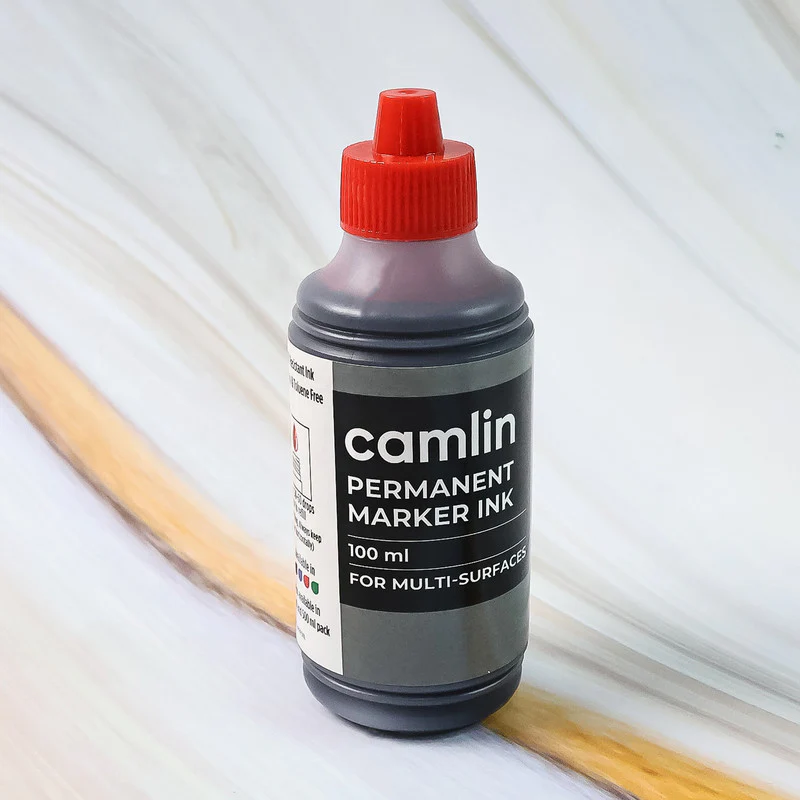 Camlin Permanent Marker Ink 100 ml – Red Color Refill Ink for Multi-Surfaces - Image 4
