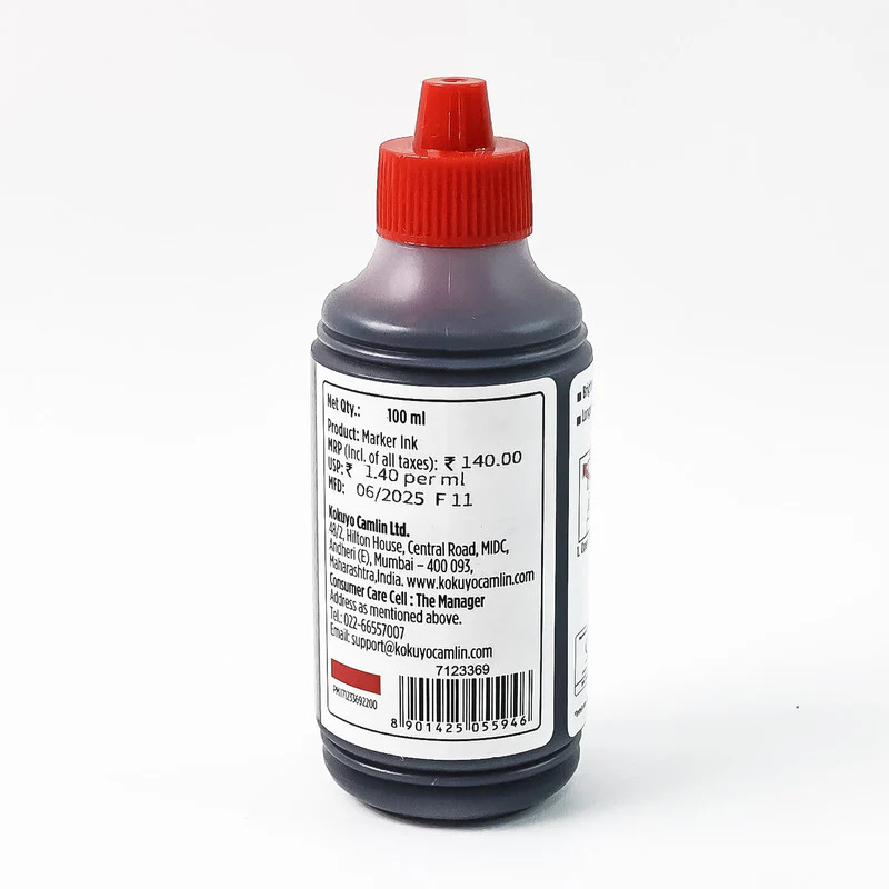 Camlin Permanent Marker Ink 100 ml – Red Color Refill Ink for Multi-Surfaces - Image 5