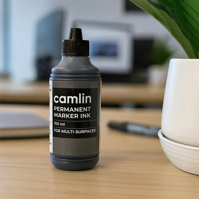 Camlin Permanent Marker Ink 15 ml – Black Color Refill Ink for Multi-Surfaces - Image 7