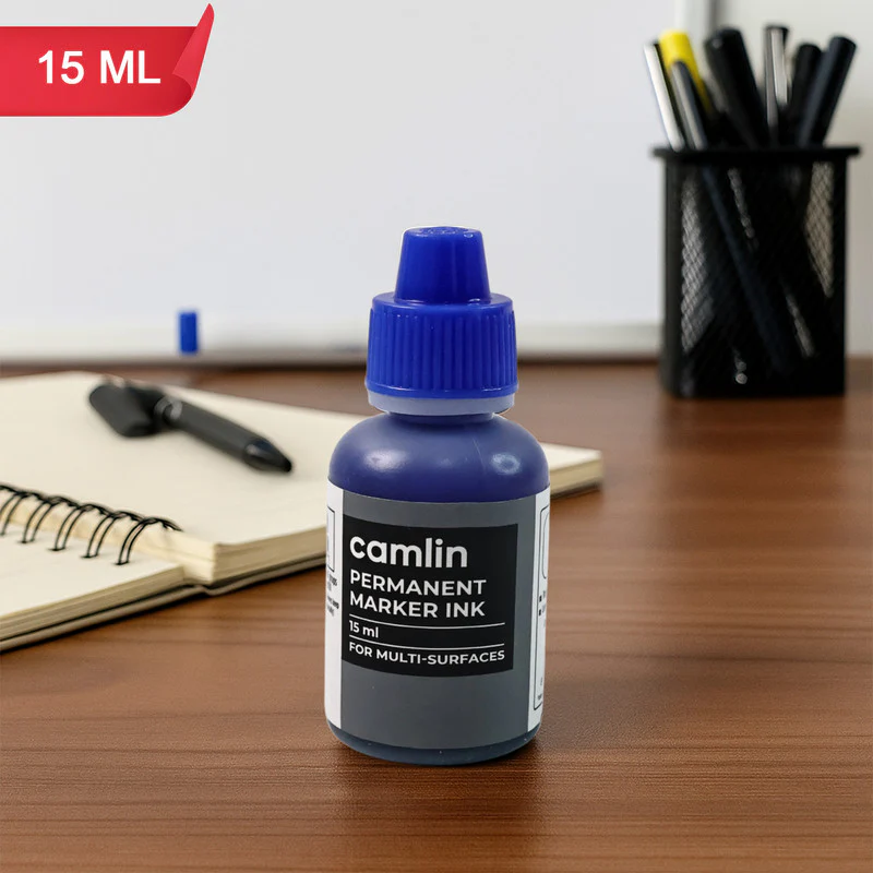 Camlin Permanent Marker Ink 15 ml – Blue Color Refill Ink for Multi-Surfaces - Image 2