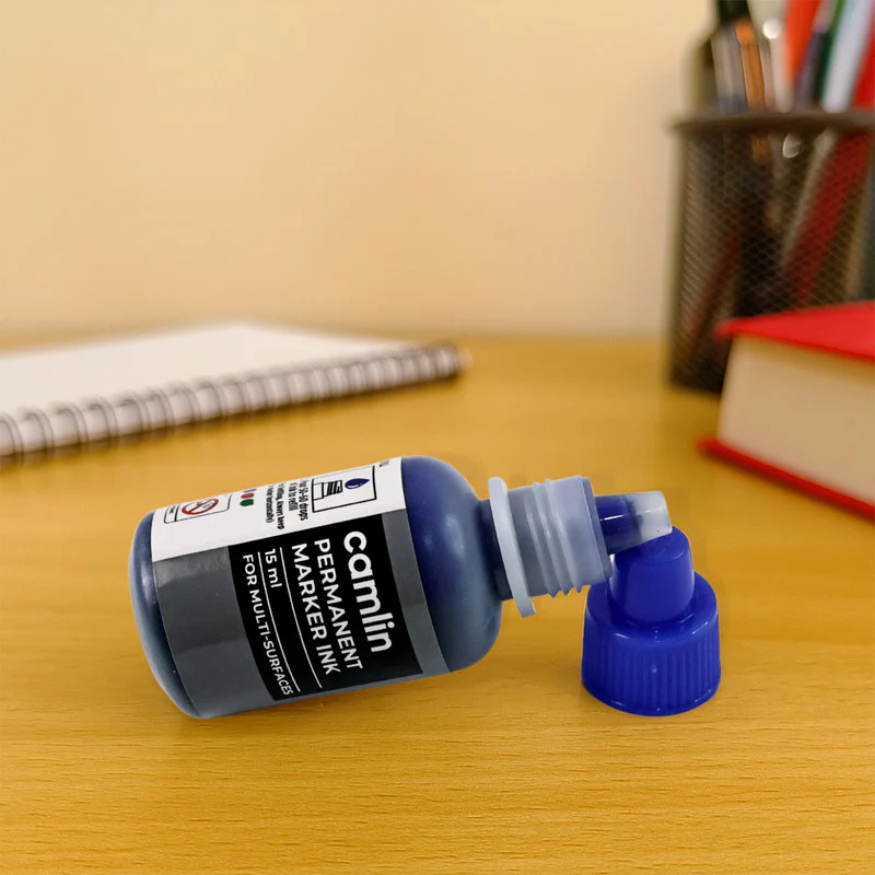 Camlin Permanent Marker Ink 15 ml – Blue Color Refill Ink for Multi-Surfaces - Image 4