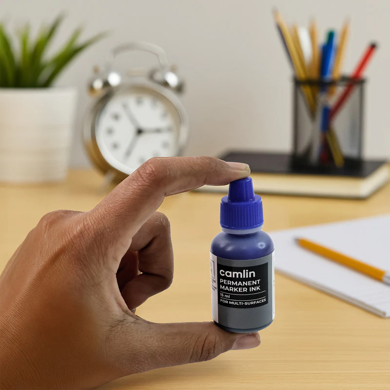 Camlin Permanent Marker Ink 15 ml – Blue Color Refill Ink for Multi-Surfaces - Image 6