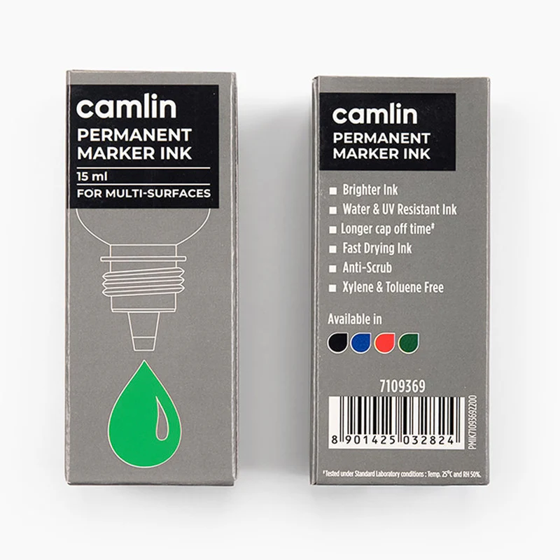 Camlin Permanent Marker Ink 15 ml – Green Color Refill Ink for Multi-Surfaces - Image 4