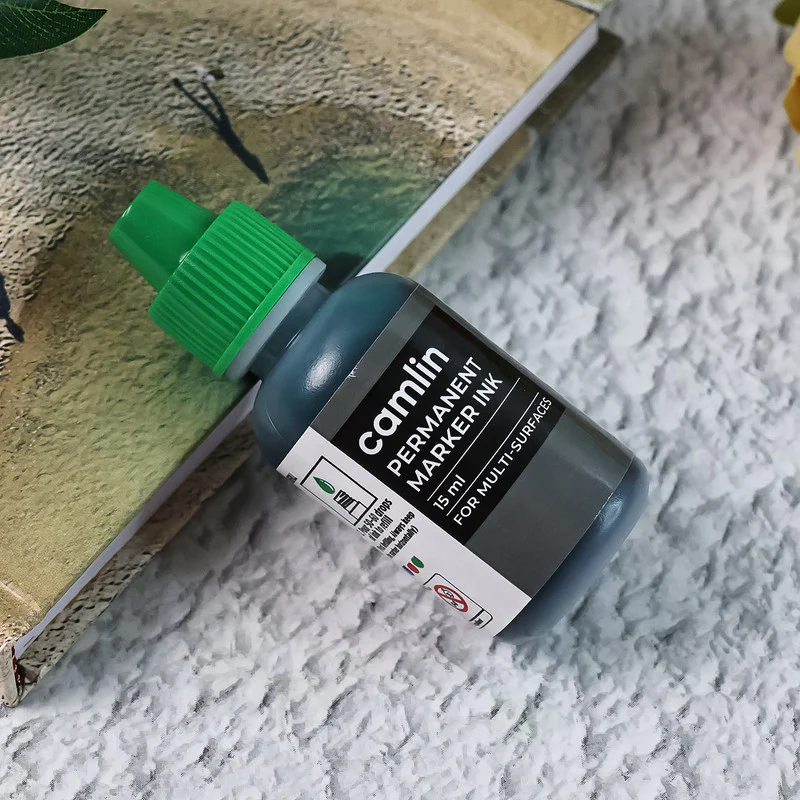 Camlin Permanent Marker Ink 15 ml – Green Color Refill Ink for Multi-Surfaces - Image 5