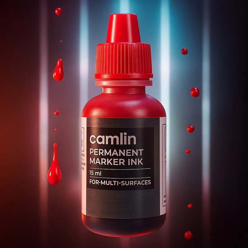 Camlin Permanent Marker Ink 15 ml – Red Color Refill Ink for Multi-Surfaces - Image 3