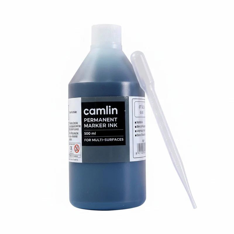 Camlin Permanent Marker Ink – Black 500 ml Refill with Free Dropper - Image 4