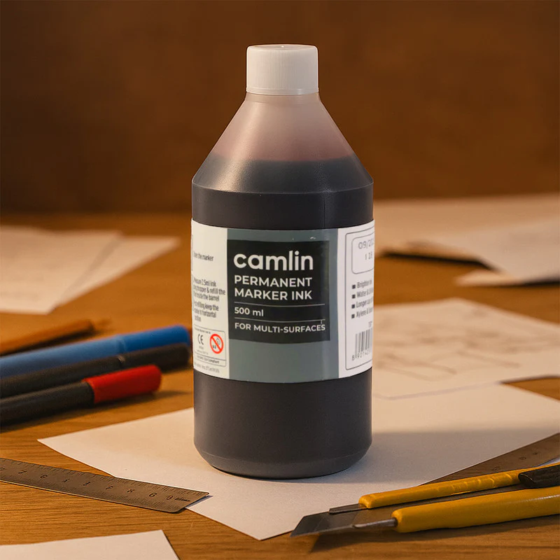 Camlin Permanent Marker Ink Red – 500 ml Refill Bottle with Free Dropper - Image 3