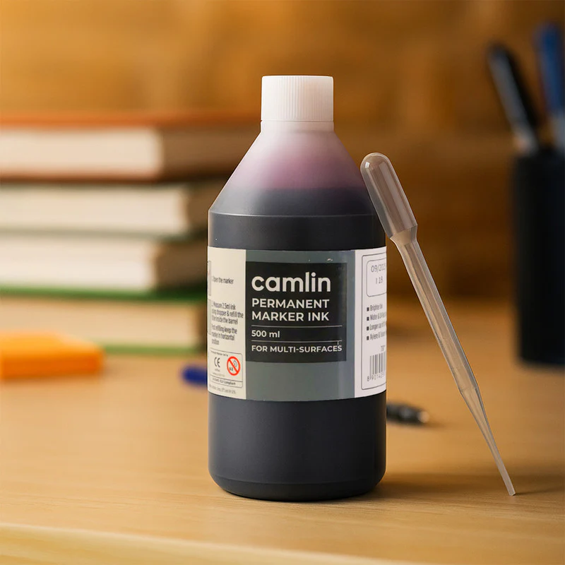 Camlin Permanent Marker Ink Red – 500 ml Refill Bottle with Free Dropper - Image 5