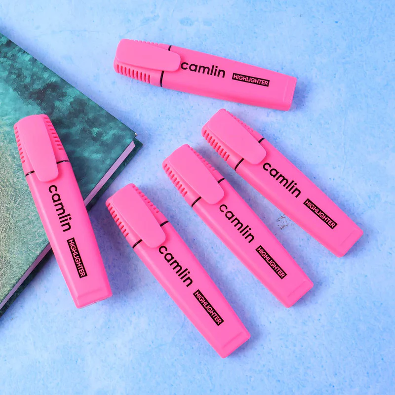 Camlin Pink Highlighter Pack – Smooth & Bright No-Smudge Chisel Tip (Box of 10) - Image 6