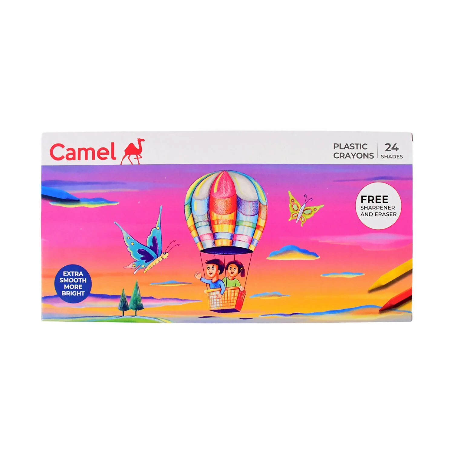 Camlin Plastic Crayons – 24 Shades with Sharpener and Eraser - Image 5