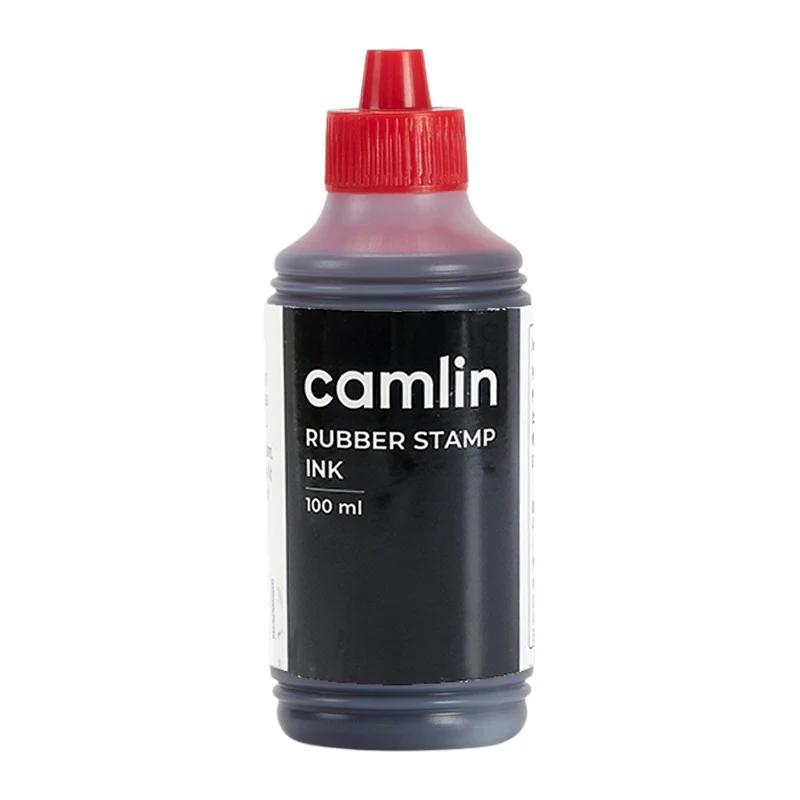 Camlin Rubber Stamp Ink Red – 100 ml Bottle for Bold & Clear Impressions - Image 2
