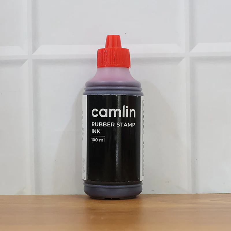 Camlin Rubber Stamp Ink Red – 100 ml Bottle for Bold & Clear Impressions - Image 4