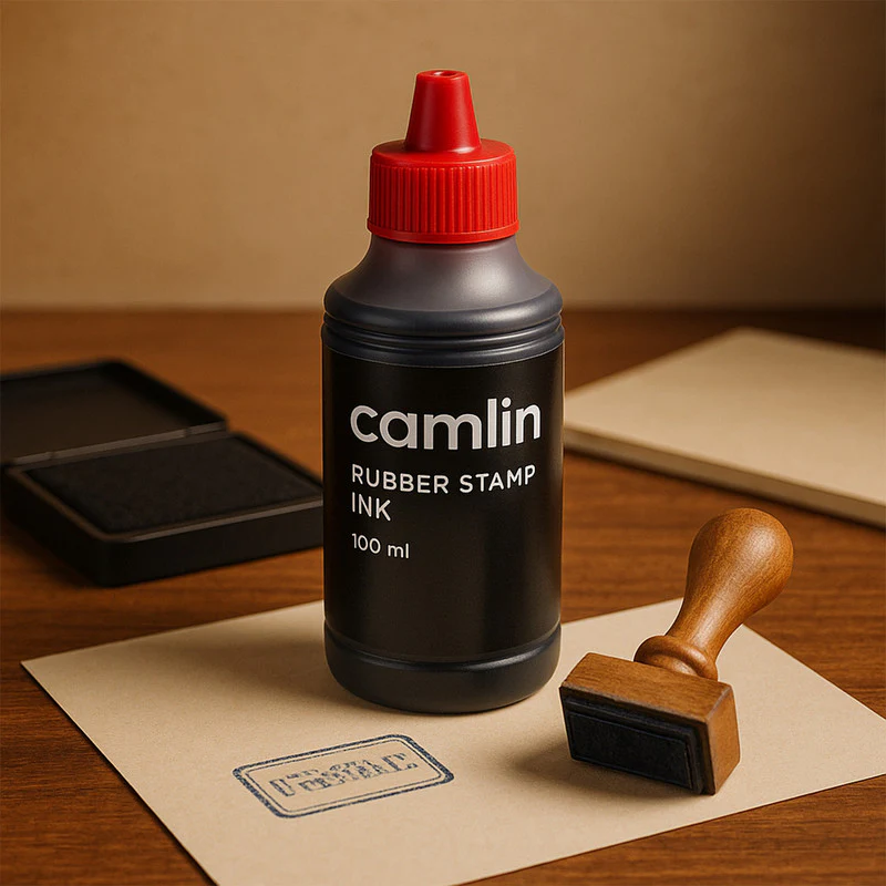 Camlin Rubber Stamp Ink Red – 100 ml Bottle for Bold & Clear Impressions - Image 6