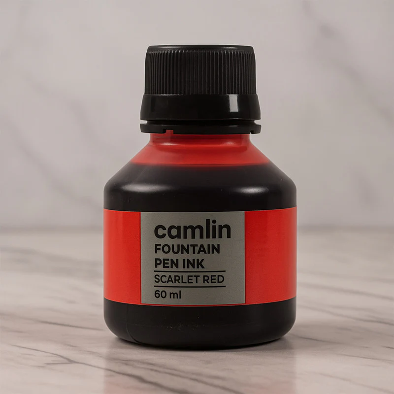 Camlin Scarlet Red Fountain Pen Ink – Smooth Flow Writing Ink (60 ml) - Image 3