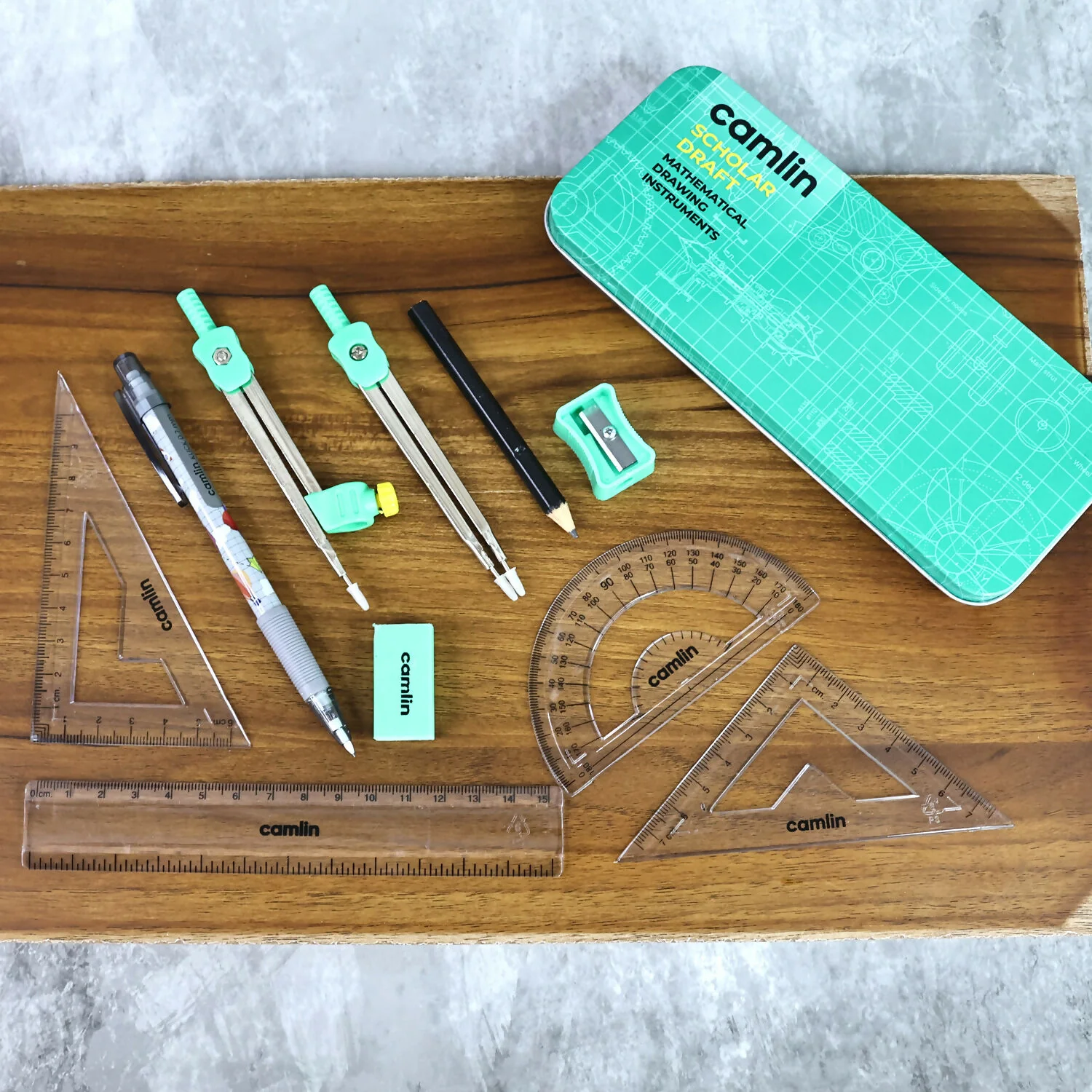 Camlin Scholar Draft Mathematical Drawing Instruments Box With Free Mechanical Pencil (0.7 mm) - Image 2
