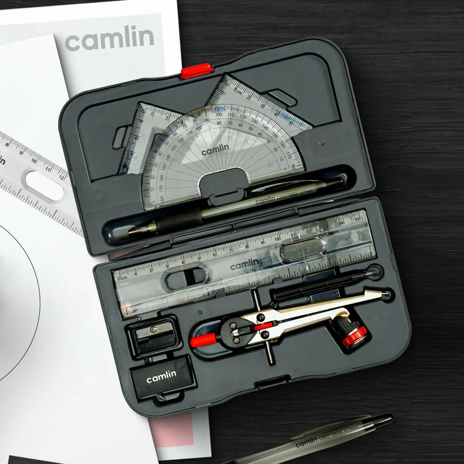 Camlin Scholar Pro Geometry Box – 12-Piece Maths Drawing Instruments Set - Image 2
