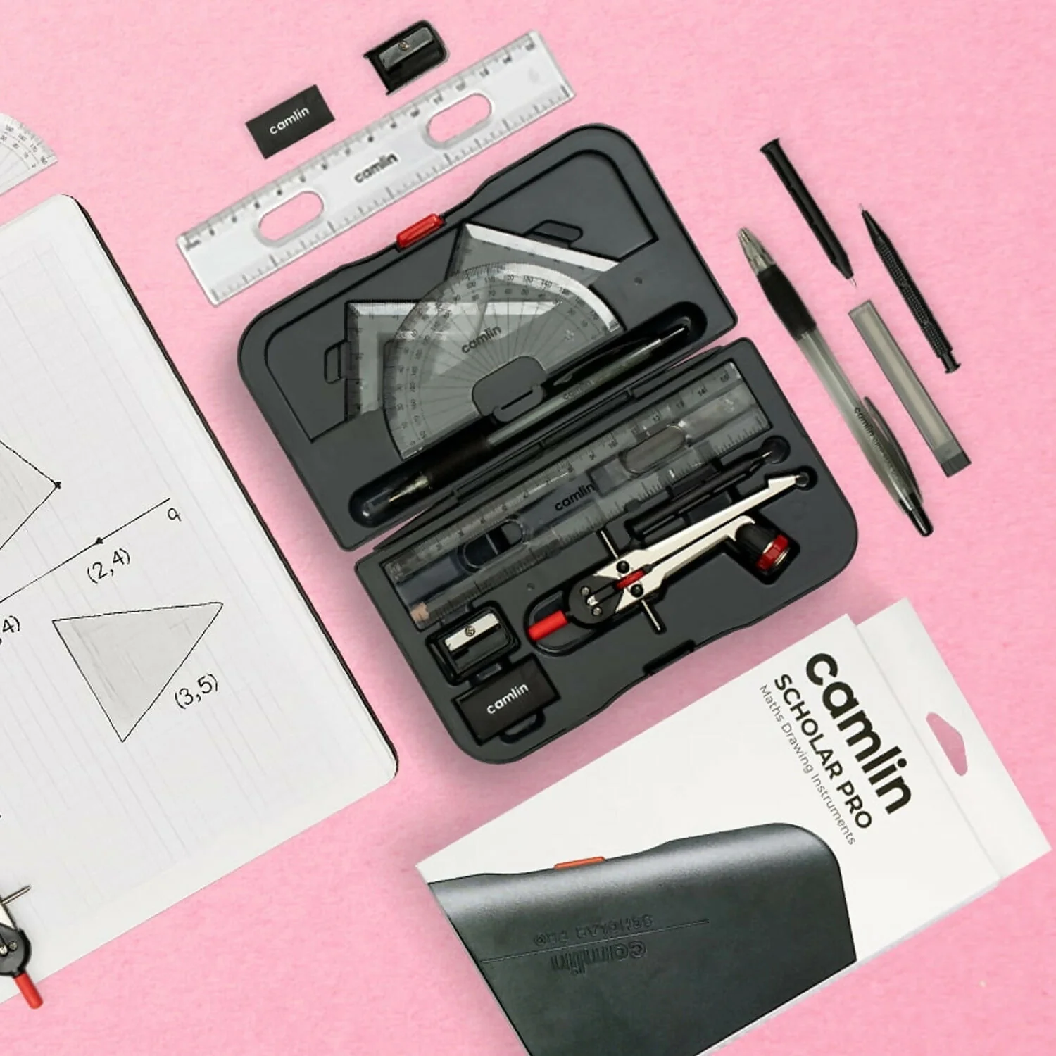 Camlin Scholar Pro Geometry Box – 12-Piece Maths Drawing Instruments Set - Image 3