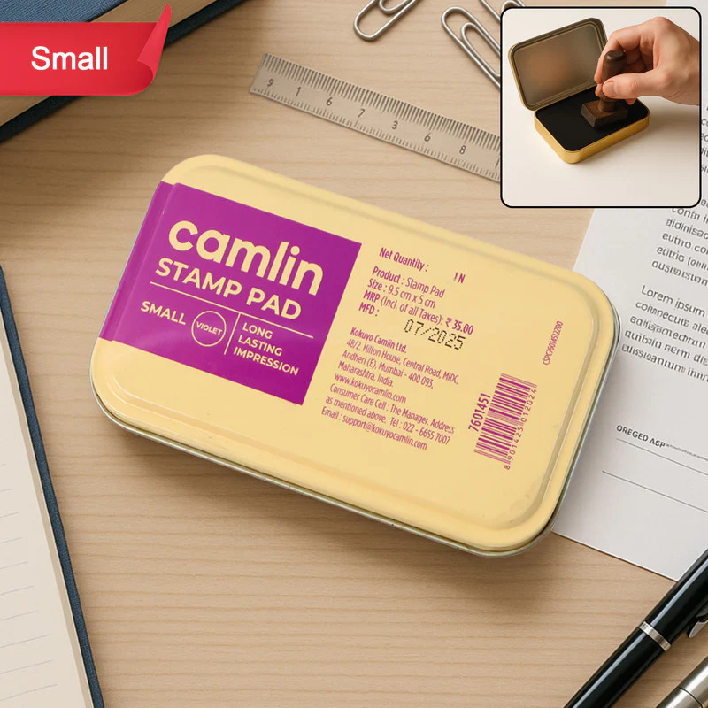 Camlin Small Violet Metal Stamp Pad – Long Lasting Ink Pad for Clear Impressions (100 Gm)