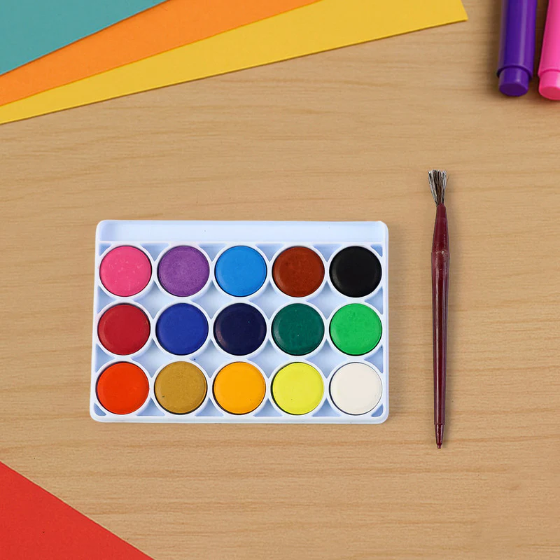 Camlin Students’ Water Colour Cakes – 18 Vibrant Shades with Brush - Image 2