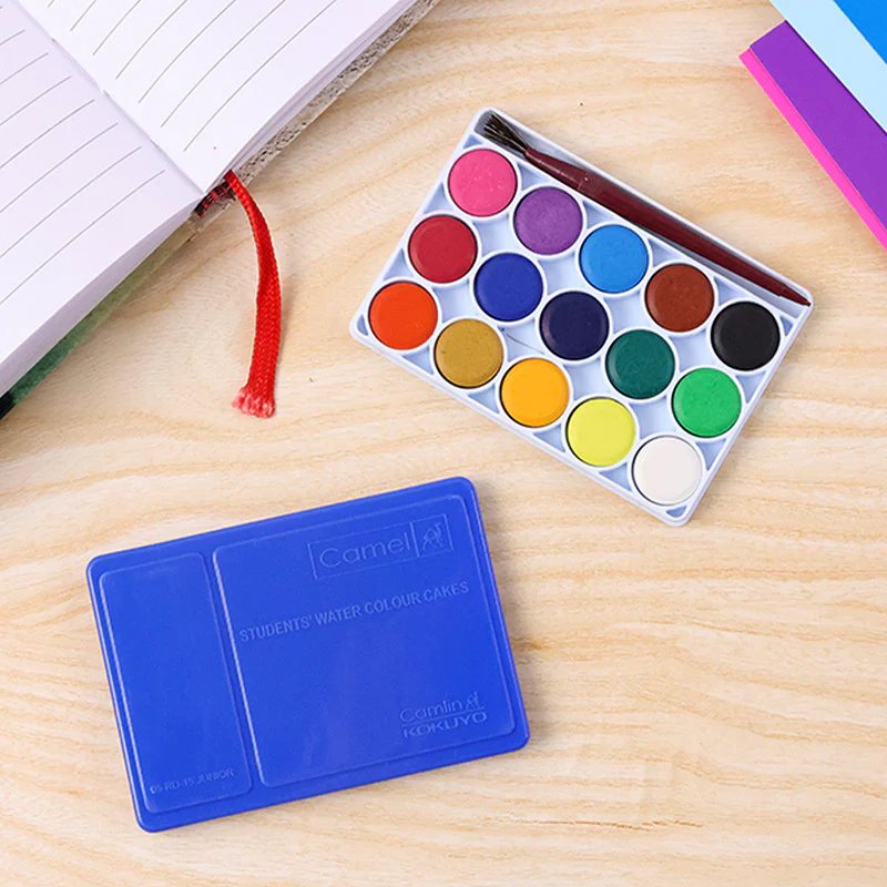 Camlin Students’ Water Colour Cakes – 18 Vibrant Shades with Brush - Image 3