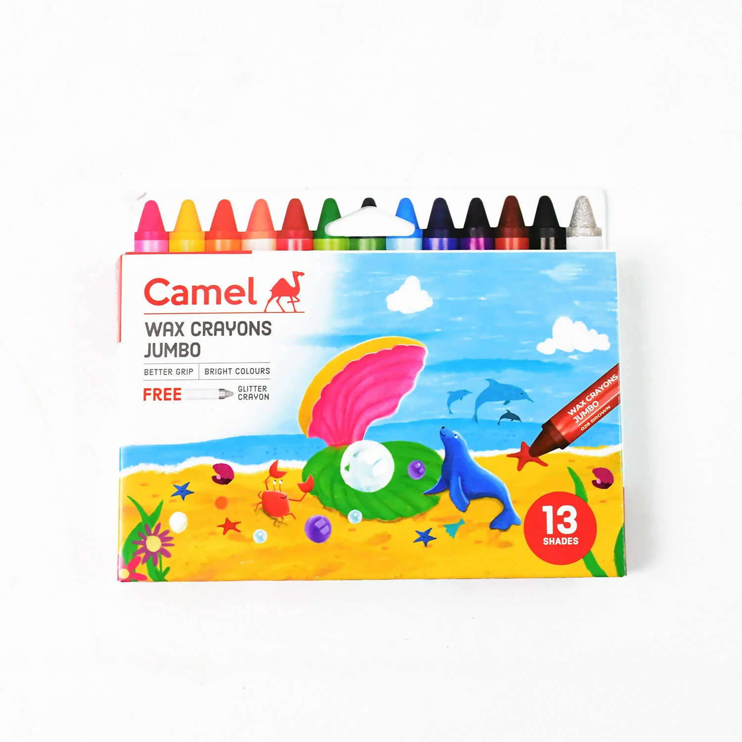 Camlin Wax Crayons Jumbo 13 Shades with Glitter Crayon - Image 6