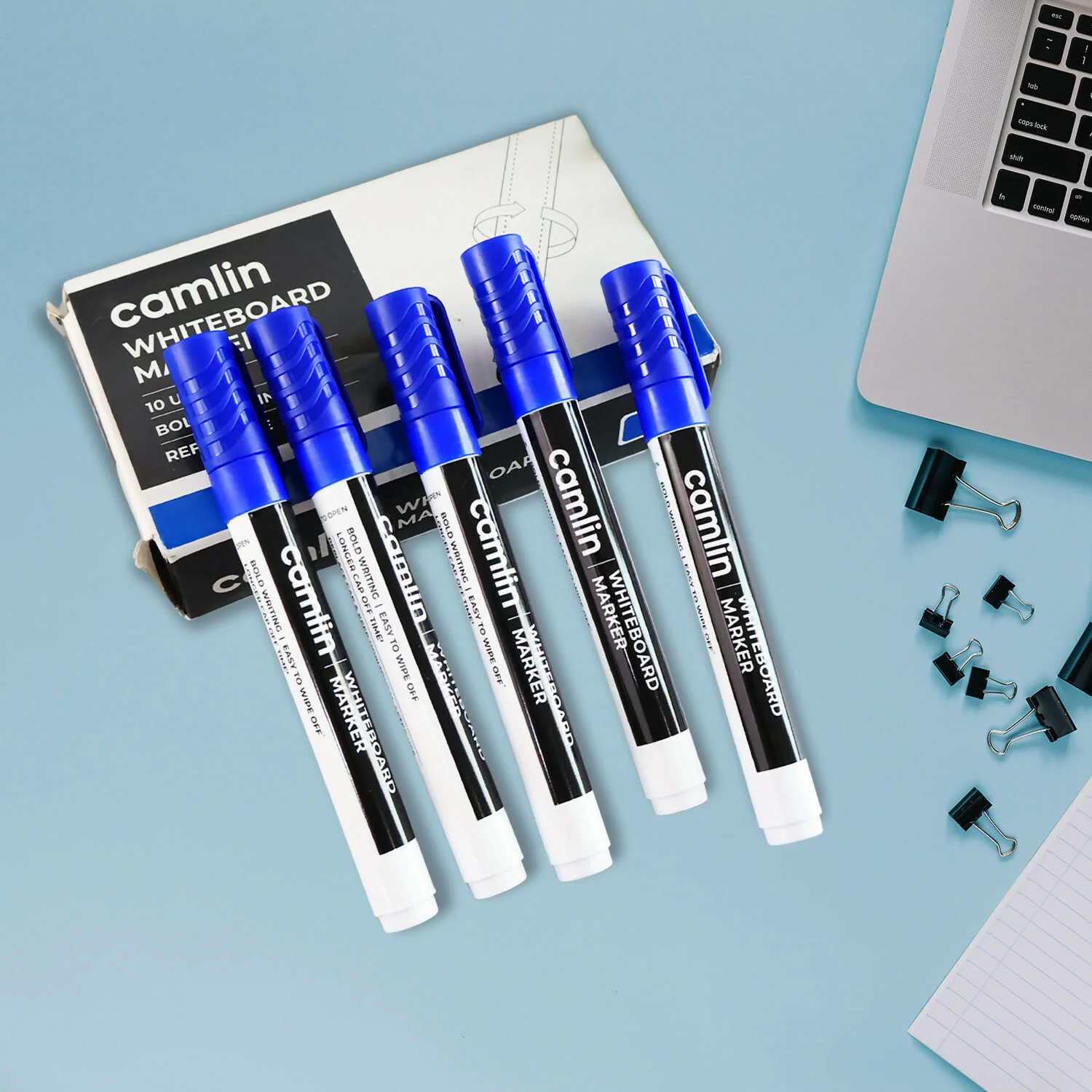Camlin Whiteboard Marker – Bold, Refillable, Easy Wipe (Blue, Pack of 10) - Image 2