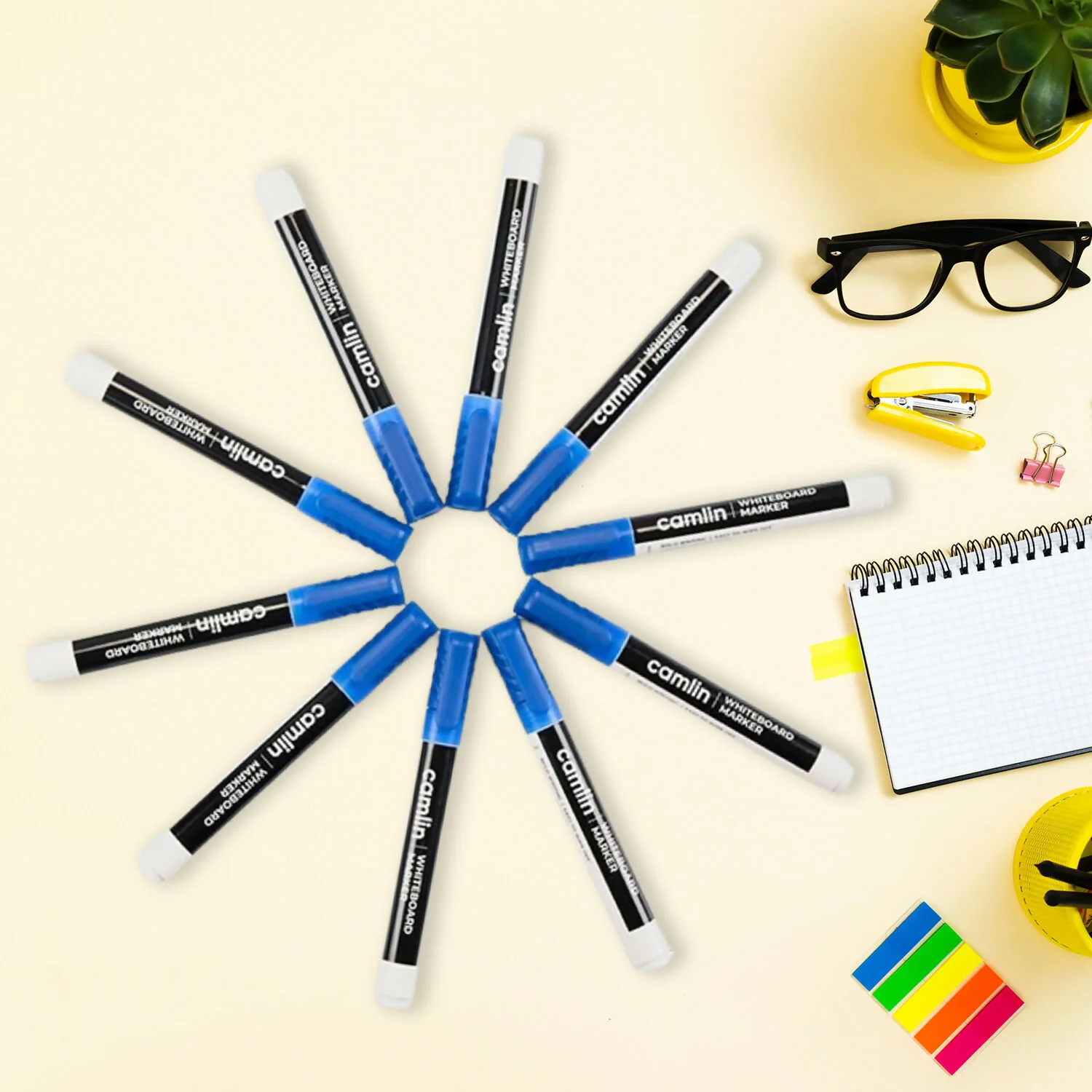 Camlin Whiteboard Marker – Bold, Refillable, Easy Wipe (Blue, Pack of 10) - Image 7