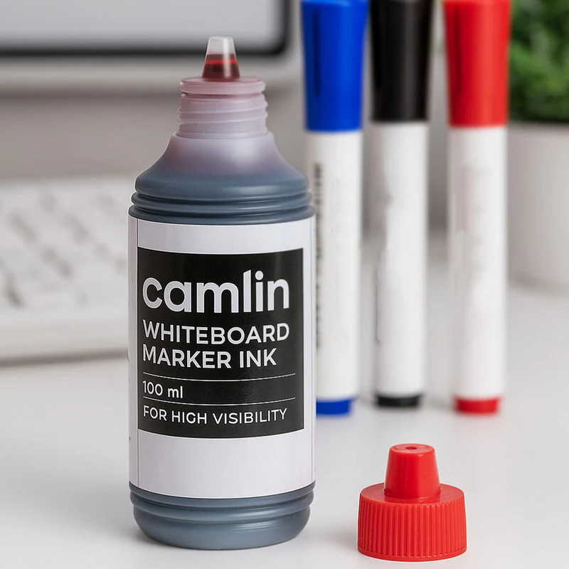 Camlin Whiteboard Marker Ink 100 ml – Black Color Refill Ink for High Visibility - Image 3