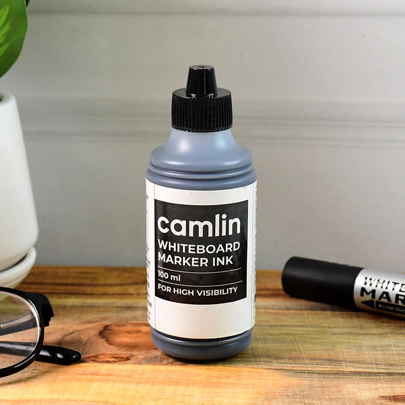 Camlin Whiteboard Marker Ink 100 ml – Black Color Refill Ink for High Visibility - Image 3
