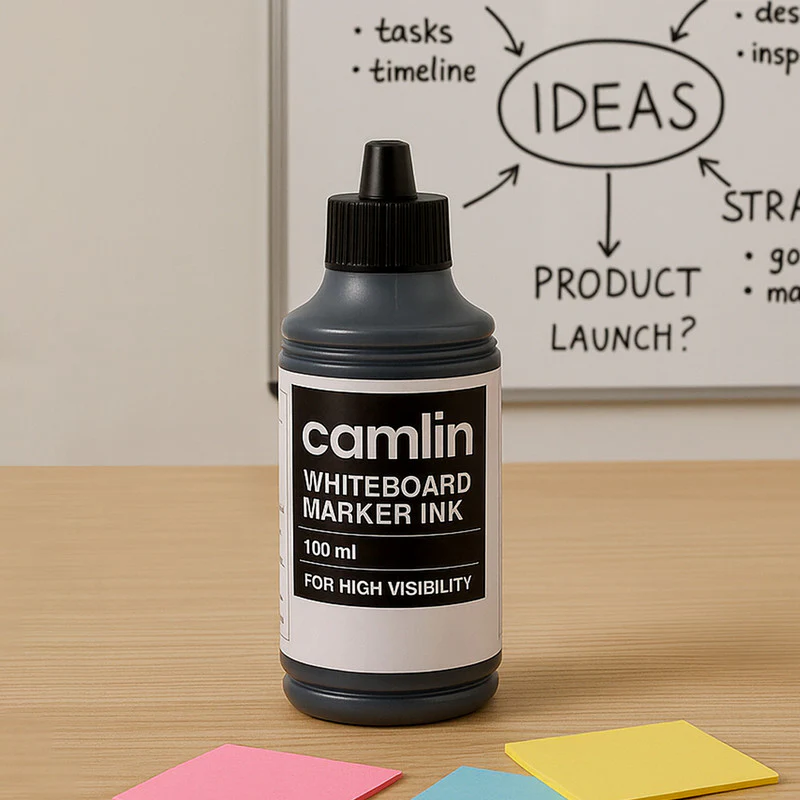 Camlin Whiteboard Marker Ink 100 ml – Black Color Refill Ink for High Visibility - Image 4
