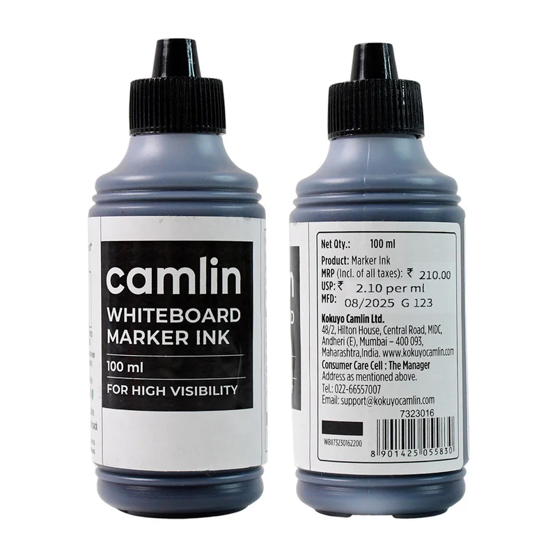 Camlin Whiteboard Marker Ink 100 ml – Black Color Refill Ink for High Visibility - Image 5