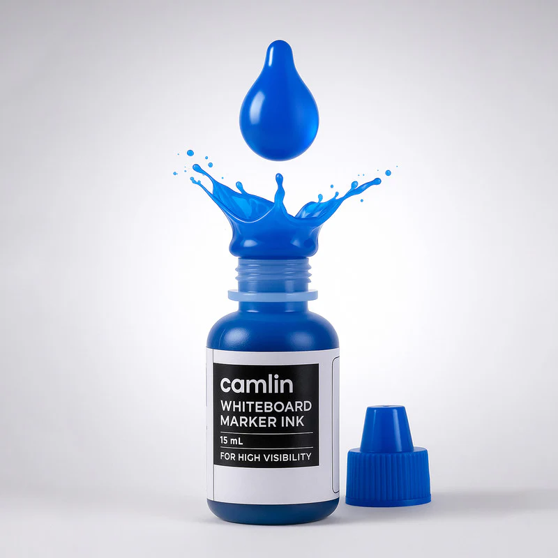 Camlin Whiteboard Marker Ink 15 ml – Blue Color Refill Ink for High Visibility - Image 4