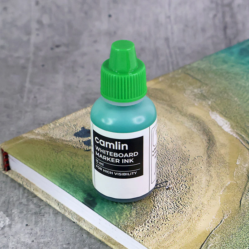 Camlin Whiteboard Marker Ink 15 ml – Green Color Refill Ink for High Visibility - Image 2