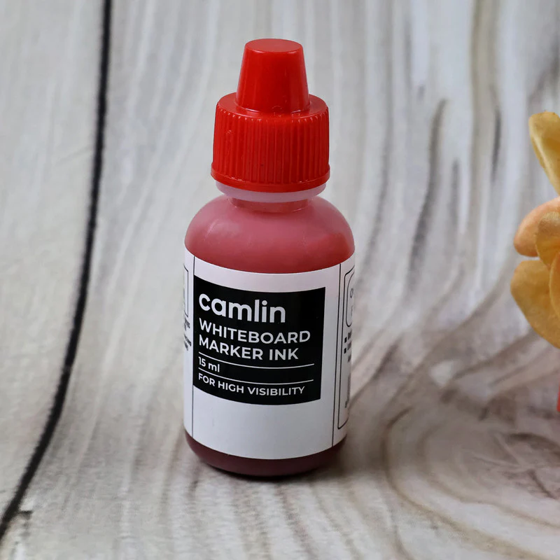 Camlin Whiteboard Marker Ink 15 ml – Red Color Refill Ink for High Visibility - Image 3