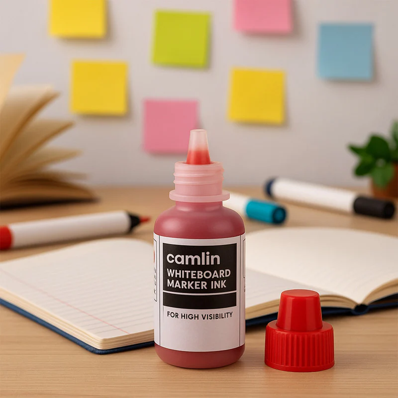 Camlin Whiteboard Marker Ink 15 ml – Red Color Refill Ink for High Visibility - Image 4