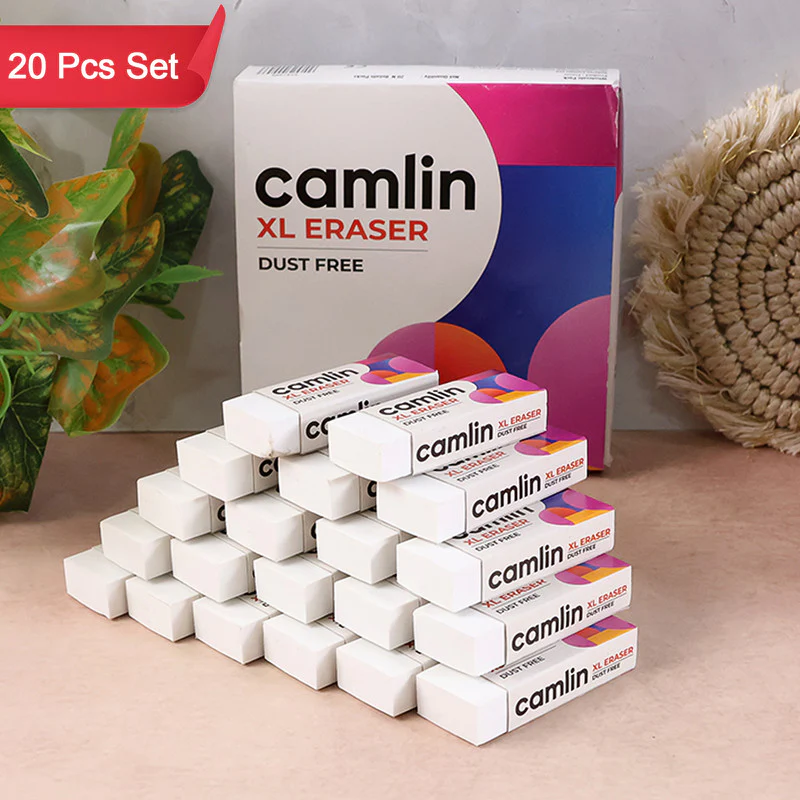 Camlin XL Dust-Free Eraser – Soft, Clean Erasing School & Office | 20-Piece Value - Image 6