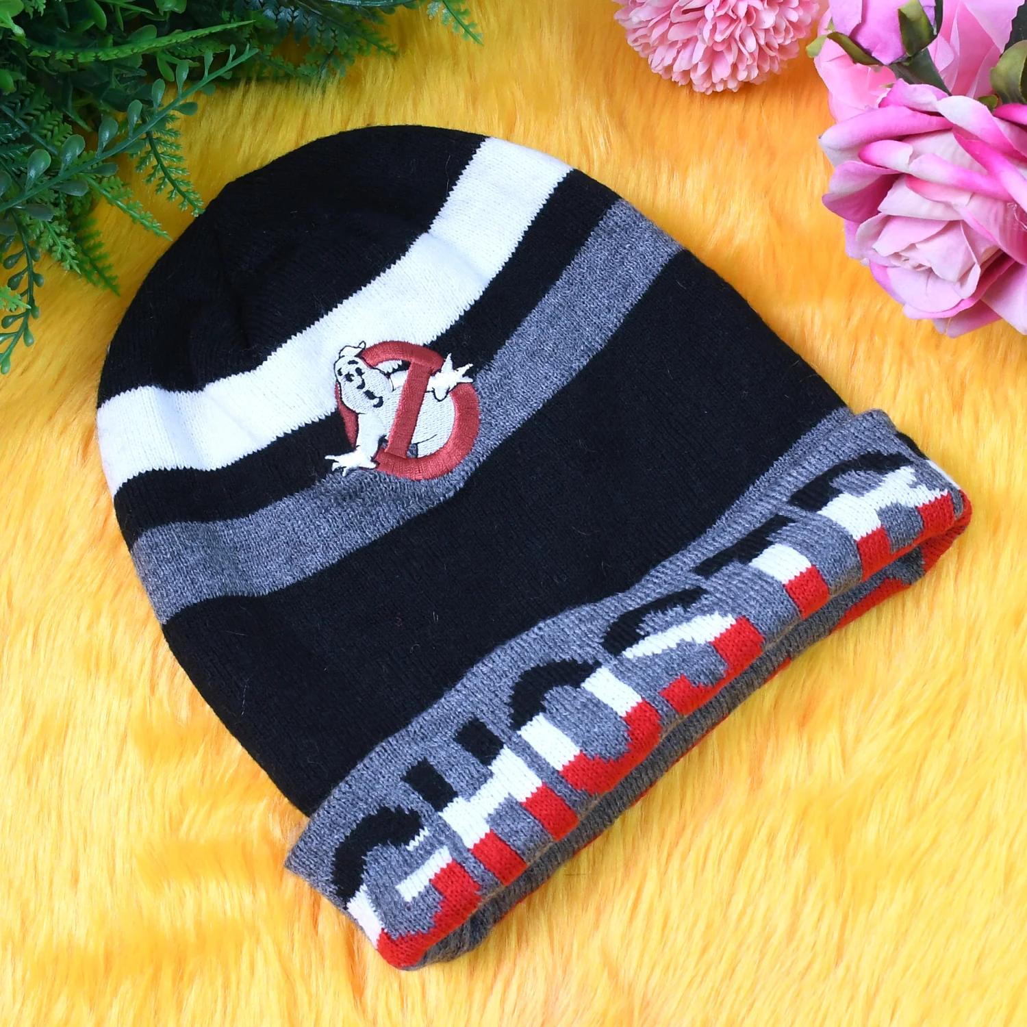 Cap for Winter Woolen Knitted Black Inside Fur Caps (1 Pc / Mix Design & Color) - Image 4