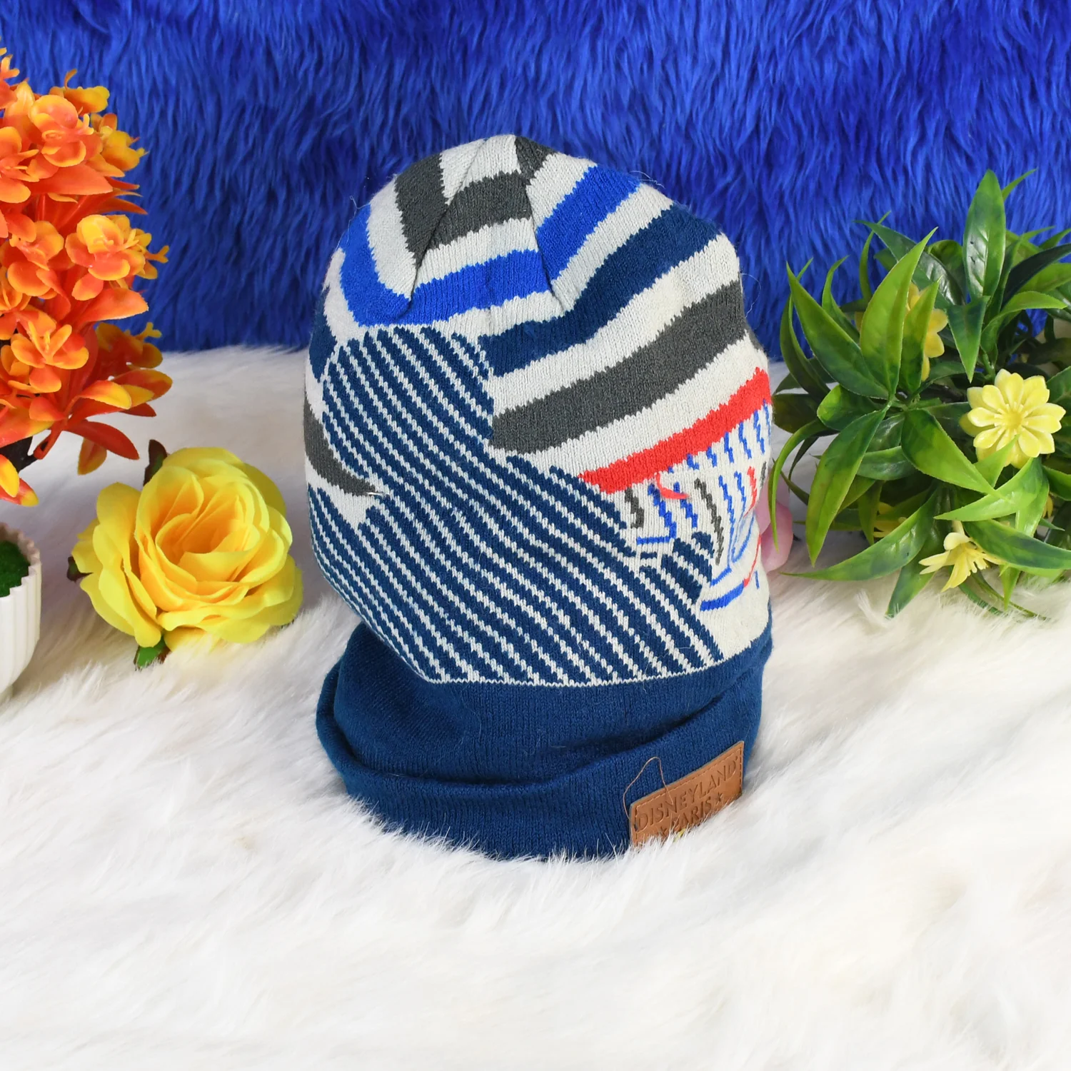 Cap for Winter Woolen Knitted Black Inside Fur Caps (1 Pc / Mix Design & Color) - Image 7