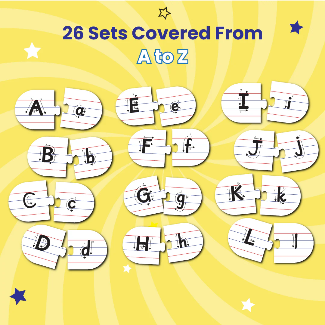 Capital and Small Letter Matching Puzzle - Ages 3+ (52 cardboard puzzle pieces) Find & Match series - Image 3