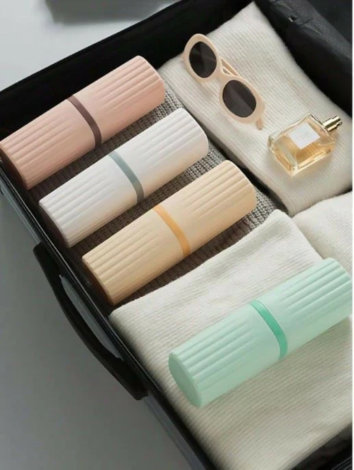 Capsule Shape Travel Toothbrush Toothpaste Case Holder (pack of 2) - Image 2