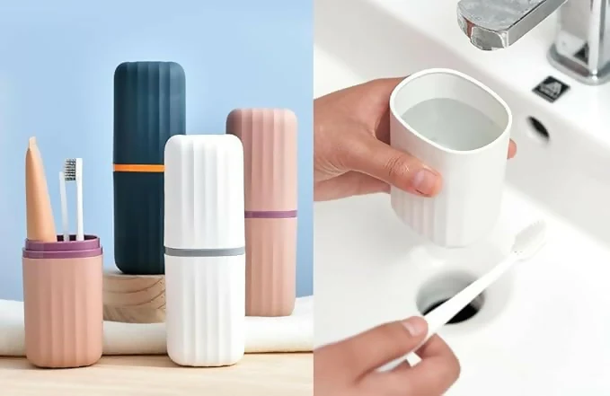 Capsule Shape Travel Toothbrush Toothpaste Case Holder (pack of 2) - Image 3