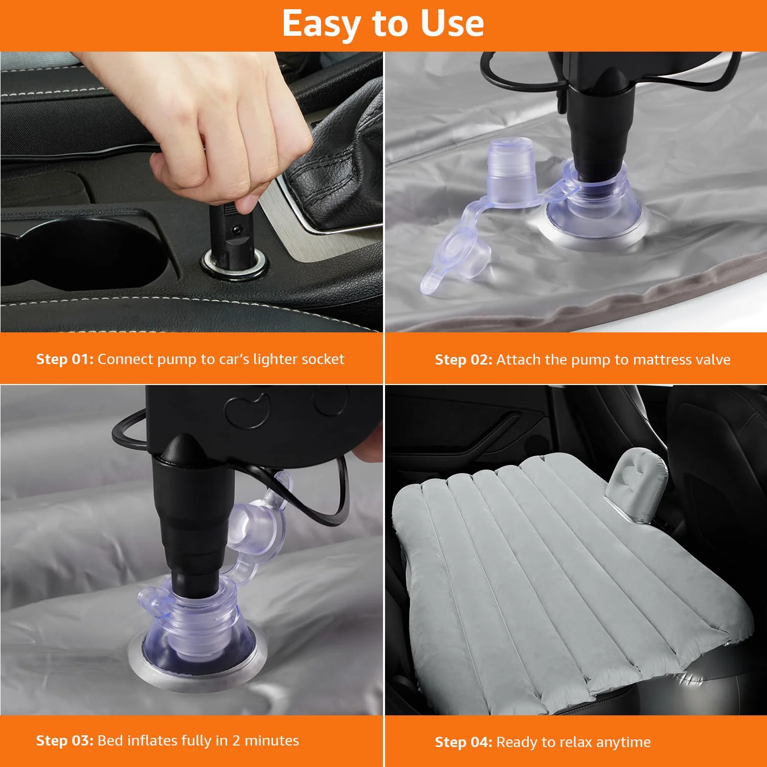 Car Air Mattress Bed Set with Inflatable Pillows and Cushions (1 Set / Mix Design) - Image 11