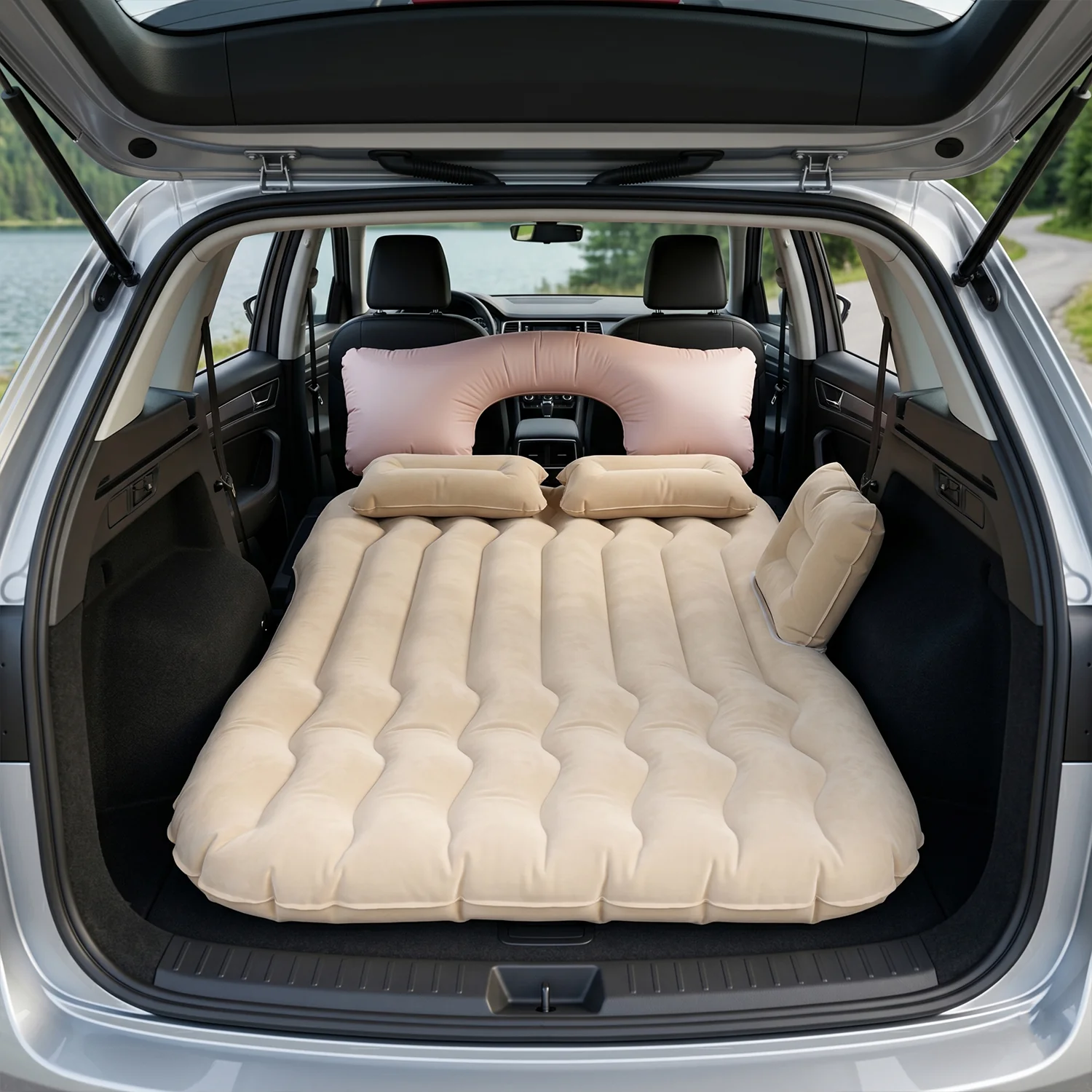 Car Air Mattress Bed Set with Inflatable Pillows and Cushions (1 Set / Mix Design) - Image 12