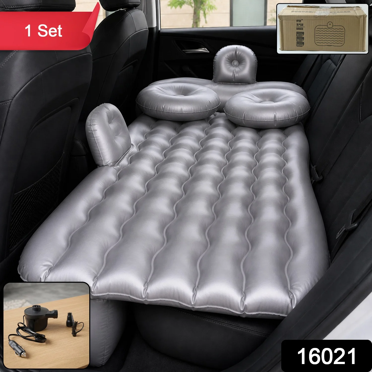 Car Air Mattress Bed Set with Inflatable Pillows and Cushions (1 Set / Mix Design) - Image 2