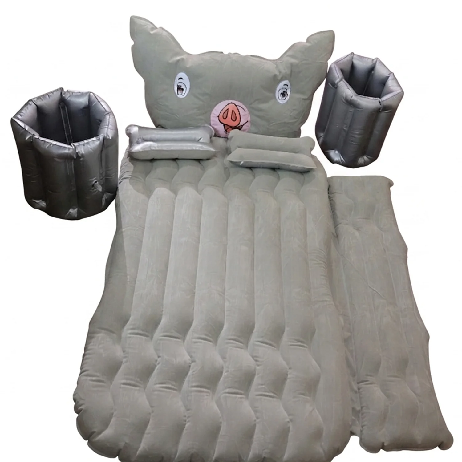 Portable Car Air Mattress Set with Pig Pillow and Cushions for Travel Comfort (1 Set) - Image 4