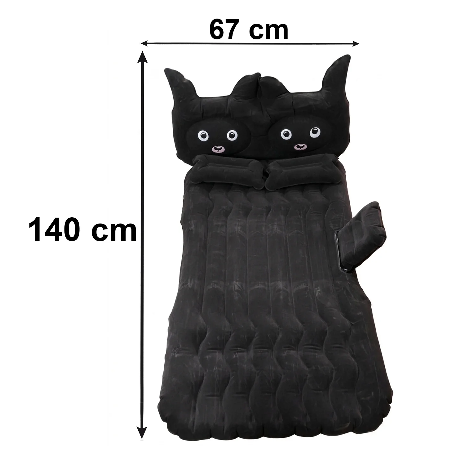 Cute Car Air Mattress Set with Black Cat Pillow for Comfortable Sleeping on the Go (1 Set) - Image 6
