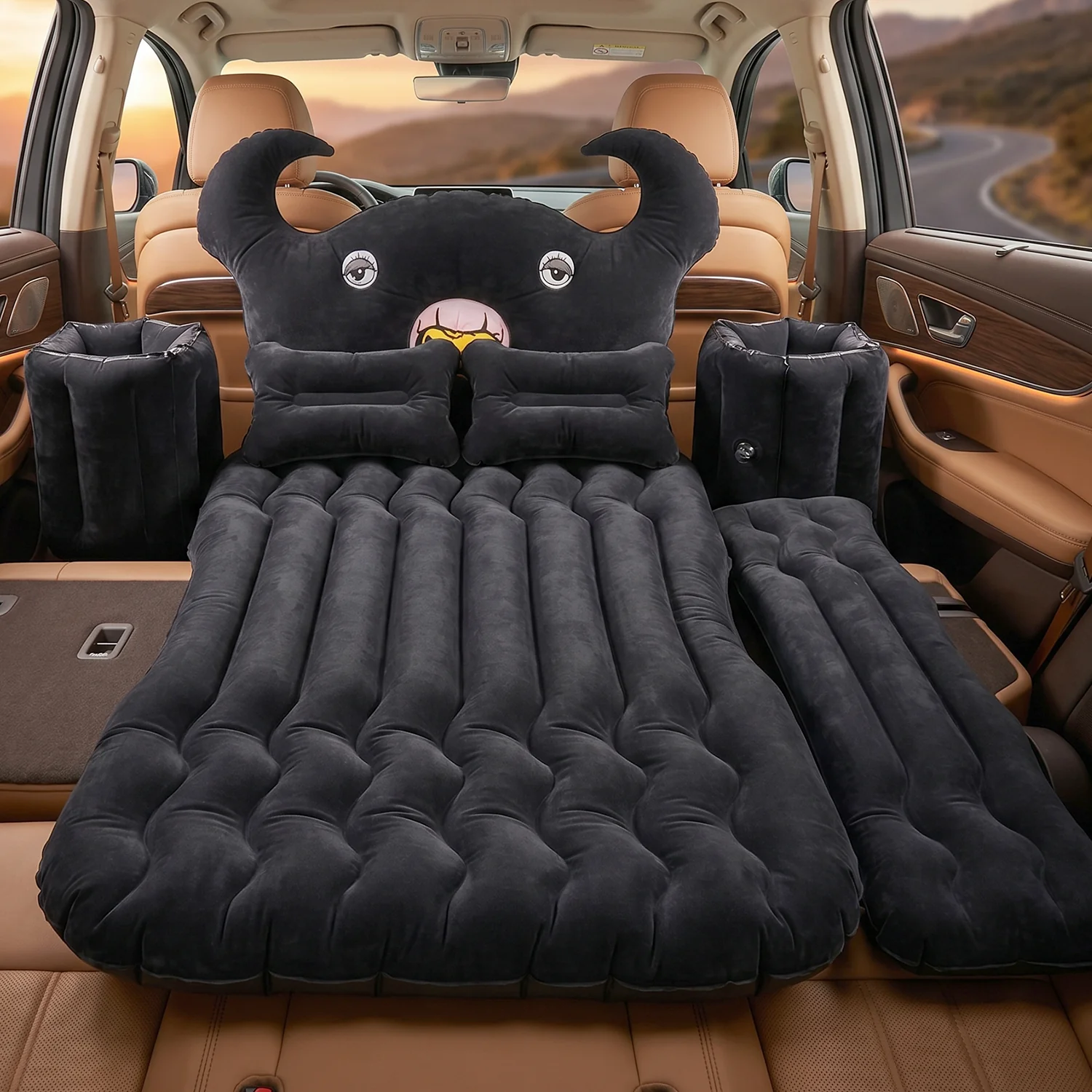 Car Air Mattress with Black Monster Pillow and Cushions for Kids and Adults (1 Set) - Image 5