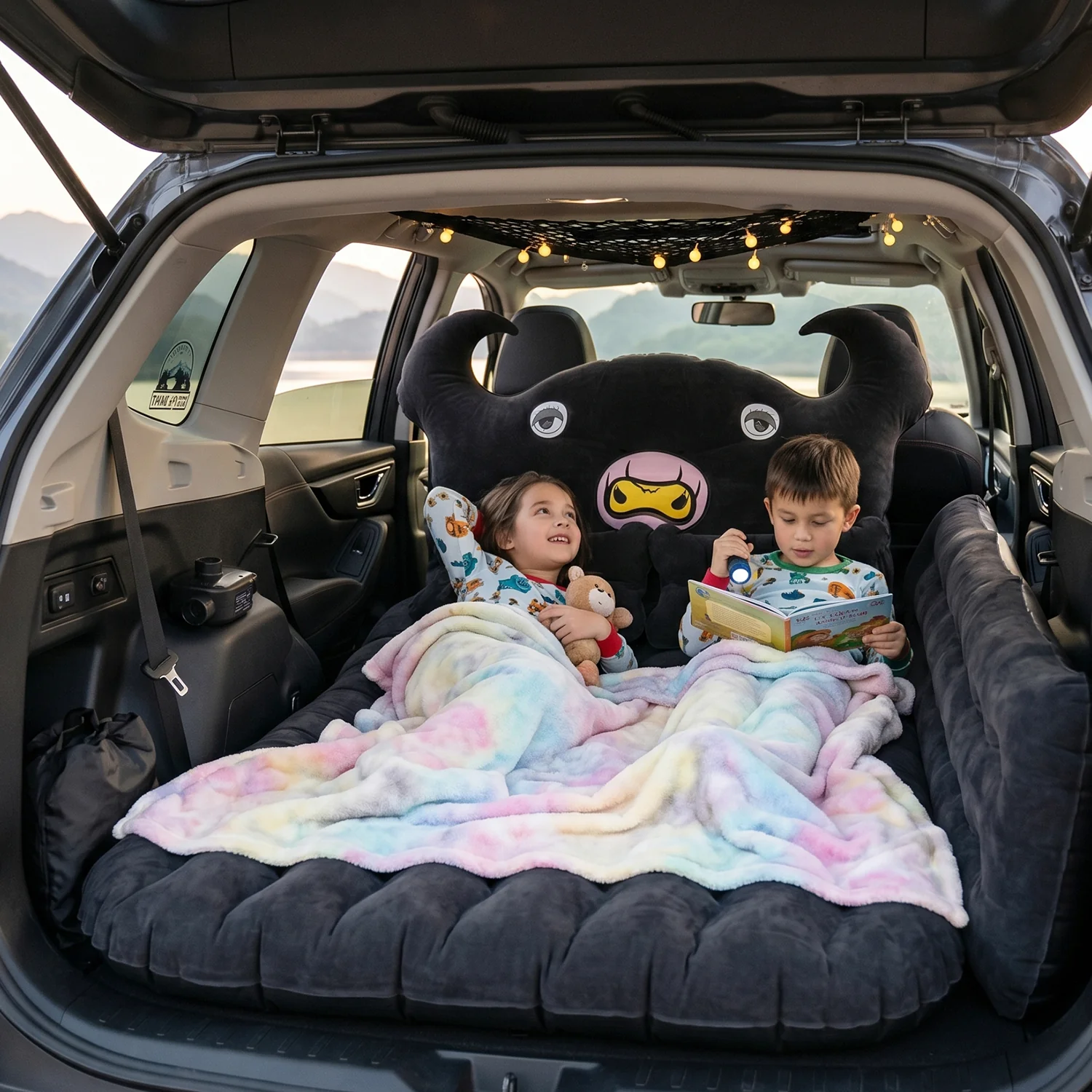 Car Air Mattress with Black Monster Pillow and Cushions for Kids and Adults (1 Set) - Image 7