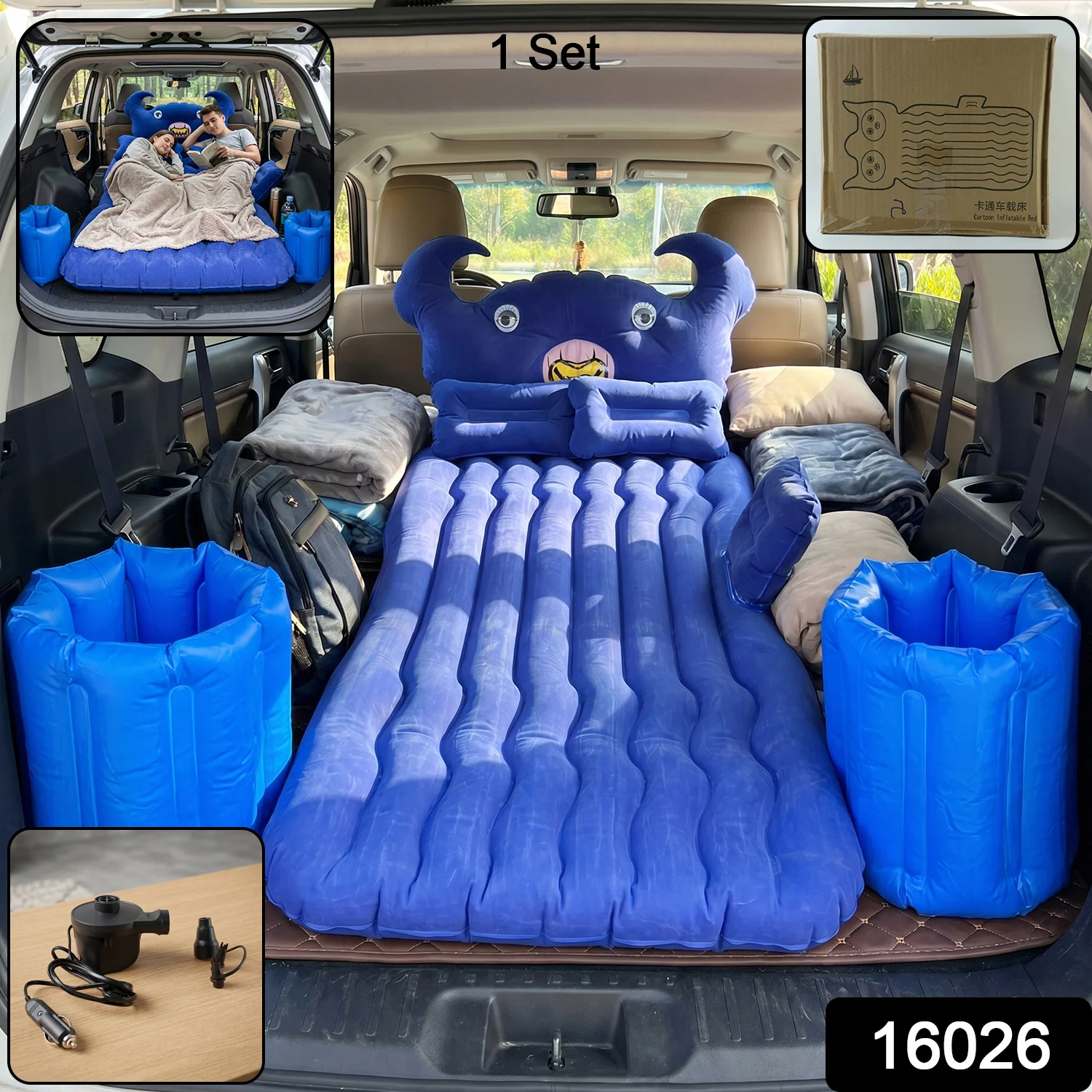Car Air Mattress Bed Set with Inflatable Cushions and Pump – 1 Set - Image 2